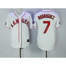 MLB Texas Rangers 7 Ivan Rodriguez White Throwback 1995 All-Star Patch Cooperstown Men Jersey