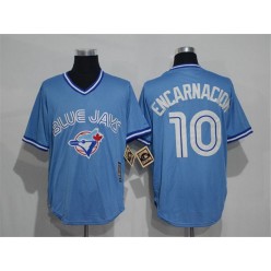 MLB Toronto Blue Jays 10 Edwin Encarnacion Light Blue Pullover Majestic Cool Base Cooperstown Collection Men Jersey