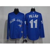 MLB Toronto Blue Jays 11 Kevin Pillar Blue New Cool Base Long Sleeve Stitched Men Jersey