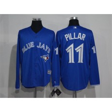 MLB Toronto Blue Jays 11 Kevin Pillar Blue New Cool Base Long Sleeve Stitched Men Jersey