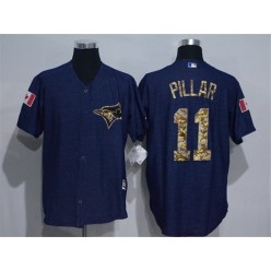 MLB Toronto Blue Jays 11 Kevin Pillar Blue Salute to Service Cool Base Baseball Men Jersey
