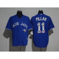 MLB Toronto Blue Jays 11 Kevin Pillar Blue Team Logo Print Cool Base Stitched Baseball Men Jersey