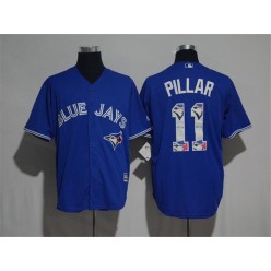 MLB Toronto Blue Jays 11 Kevin Pillar Blue Team Logo Print Cool Base Stitched Baseball Men Jersey