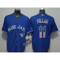 MLB Toronto Blue Jays 11 Kevin Pillar Blue USA Flag Fashion Men Jersey