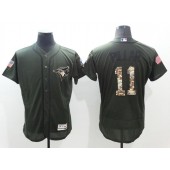MLB Toronto Blue Jays 11 Kevin Pillar Green Salute to Service 2016 Flexbase Majestic Baseball Men Jersey