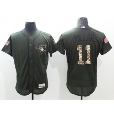 MLB Toronto Blue Jays 11 Kevin Pillar Green Salute to Service 2016 Flexbase Majestic Baseball Men Jersey
