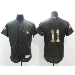 MLB Toronto Blue Jays 11 Kevin Pillar Green Salute to Service 2016 Flexbase Majestic Baseball Men Jersey