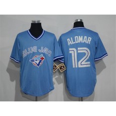 MLB Toronto Blue Jays 12 Roberto Alomar Light Blue Pullover Majestic Cool Base Cooperstown Collection Men Jersey
