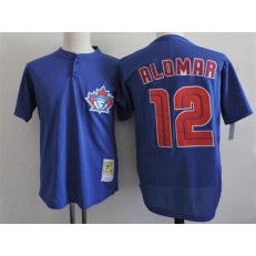 MLB Toronto Blue Jays 12 Roberto Alomar Mitchell & Ness 1997 Royal Blue Cooperstown Mesh Batting Practice Men Jersey