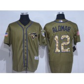 MLB Toronto Blue Jays 12 Roberto Alomar Olive Green Salute To Service Men Jersey