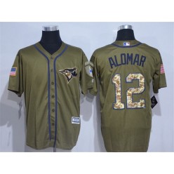 MLB Toronto Blue Jays 12 Roberto Alomar Olive Green Salute To Service Men Jersey