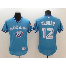 MLB Toronto Blue Jays 12 Roberto Alomar Retired Light Blue 2016 Flexbase Majestic Baseball Men Jersey