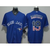 MLB Toronto Blue Jays 19 Jose Bautista Blue USA Flag Fashion Men Jersey