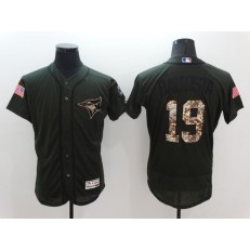 MLB Toronto Blue Jays 19 Jose Bautista Green Salute to Service 2016 Flexbase Majestic Baseball Men Jersey