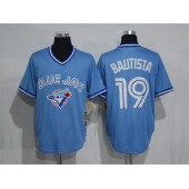 MLB Toronto Blue Jays 19 Jose Bautista Light Blue Pullover Majestic Cool Base Cooperstown Collection Men Jersey