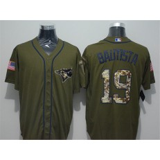 MLB Toronto Blue Jays 19 Jose Bautista Olive Green Salute To Service Men Jersey