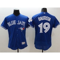 MLB Toronto Blue Jays 19 Jose Bautista Retired Blue 2016 Flexbase Majestic Baseball Men Jersey