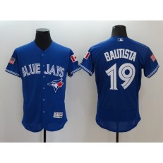 MLB Toronto Blue Jays 19 Jose Bautista Royal Blue Fashion Stars & Stripes 2016 Flexbase Majestic Men Jersey