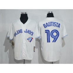 MLB Toronto Blue Jays 19 Jose Bautista White Majestic Cool Base Cooperstown Collection Player Men Jersey