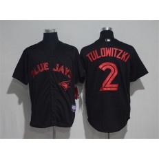 MLB Toronto Blue Jays 2 Troy Tulowitzki Black Strip Stitched Men Jersey