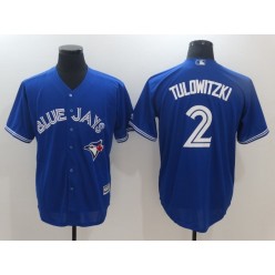 MLB Toronto Blue Jays 2 Troy Tulowitzki Blue New Cool Base 40th Anniversary Baseball Men Jersey