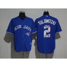 MLB Toronto Blue Jays 2 Troy Tulowitzki Blue Team Logo Print Cool Base Stitched Baseball Men Jersey