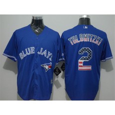 MLB Toronto Blue Jays 2 Troy Tulowitzki Blue USA Flag Fashion Men Jersey