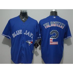 MLB Toronto Blue Jays 2 Troy Tulowitzki Blue USA Flag Fashion Men Jersey
