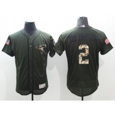 MLB Toronto Blue Jays 2 Troy Tulowitzki Green Salute to Service 2016 Flexbase Majestic Baseball Men Jersey