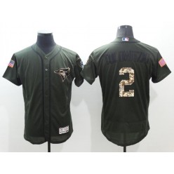 MLB Toronto Blue Jays 2 Troy Tulowitzki Green Salute to Service 2016 Flexbase Majestic Baseball Men Jersey