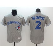MLB Toronto Blue Jays 2 Troy Tulowitzki Grey Flexbase Authentic Collection Stitched Baseball Men Jersey