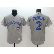 MLB Toronto Blue Jays 2 Troy Tulowitzki Grey Flexbase Authentic Collection Stitched Baseball Men Jersey