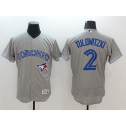 MLB Toronto Blue Jays 2 Troy Tulowitzki Grey Flexbase Authentic Collection Stitched Baseball Men Jersey