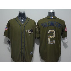 MLB Toronto Blue Jays 2 Troy Tulowitzki Olive Green Salute To Service Men Jersey