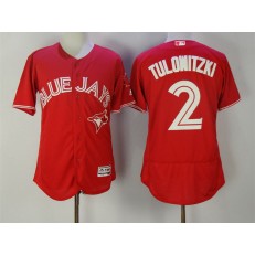 MLB Toronto Blue Jays 2 Troy Tulowitzki Red 2016 Flexbase Majestic Baseball Men Jersey