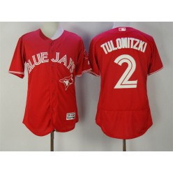 MLB Toronto Blue Jays 2 Troy Tulowitzki Red 2016 Flexbase Majestic Baseball Men Jersey