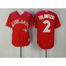 MLB Toronto Blue Jays 2 Troy Tulowitzki Red New Cool Base 40th Anniversary Men Jersey