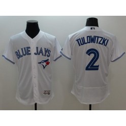 MLB Toronto Blue Jays 2 Troy Tulowitzki Retired White 2016 Flexbase Majestic Baseball Men Jersey