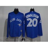 MLB Toronto Blue Jays 20 Josh Donaldson Blue New Cool Base Long Sleeve Stitched Men Jersey
