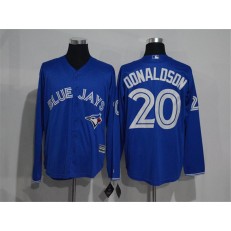 MLB Toronto Blue Jays 20 Josh Donaldson Blue New Cool Base Long Sleeve Stitched Men Jersey