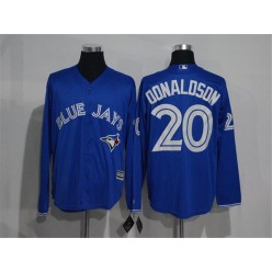 MLB Toronto Blue Jays 20 Josh Donaldson Blue New Cool Base Long Sleeve Stitched Men Jersey