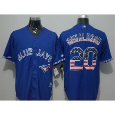 MLB Toronto Blue Jays 20 Josh Donaldson Blue USA Flag Fashion Men Jersey