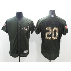 MLB Toronto Blue Jays 20 Josh Donaldson Green Salute to Service 2016 Flexbase Majestic Baseball Men Jersey