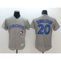 MLB Toronto Blue Jays 20 Josh Donaldson Grey Flexbase Authentic Collection Stitched Baseball Men Jersey