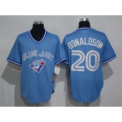 MLB Toronto Blue Jays 20 Josh Donaldson Light Blue Pullover Majestic Cool Base Cooperstown Collection Men Jersey