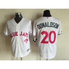MLB Toronto Blue Jays 20 Josh Donaldson White With Pink 2016 Mother's Day Baseball Cool Base Men Jersey