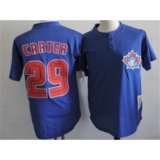 MLB Toronto Blue Jays 29 Joe Carter Mitchell & Ness 1997 Royal Blue Cooperstown Mesh Batting Practice Men Jersey