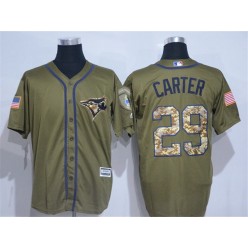 MLB Toronto Blue Jays 29 Joe Carter Olive Green Salute To Service Men Jersey