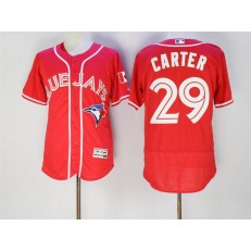 MLB Toronto Blue Jays 29 Joe Carter Red Flexbase Authentic Collection Canada Day Stitched Men Jersey