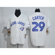 MLB Toronto Blue Jays 29 Joe Carter White Majestic Cool Base Cooperstown Collection Player Men Jersey